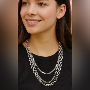 Ralph Lauren RLL Y2K Silver Plate Multi-Strand Chain Necklace – 18”